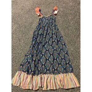 Bb12 Matilda Jane Floral Maxi Dress Ruffle Stripes Bug Print Flutter Sleeve Sz 6